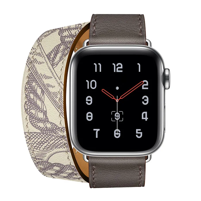 Etain Beton Ремешок для apple watch 44 мм 40 мм из натуральной кожи петлевой ремешок iwatch 5 4 3 2 ремешок 42 мм 38 мм двойной круг браслет ремешок для часов - Цвет ремешка: Etain Beton