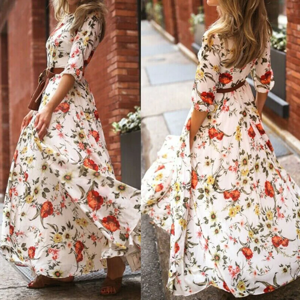 Женское винтажное коктейльное платье длинное макси с широким рукавом Вечерние