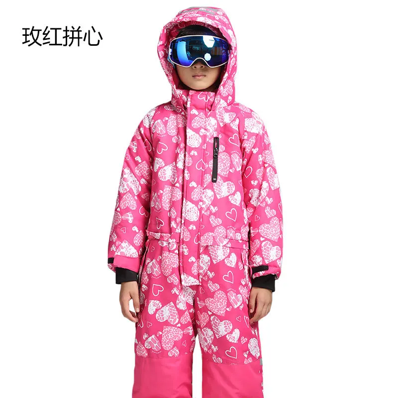Детский лыжный костюм детский брендовый водонепроницаемый Зимний комплект для девочек и мальчиков, штаны Зимняя Лыжная куртка для сноуборда - Цвет: as picture