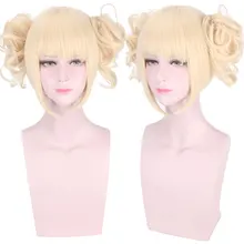 Perruque de Cosplay synthétique My Hero Academia Himiko Toga, perruque Blonde courte et ondulée à frange pour filles et femmes, coiffure Lonita Party