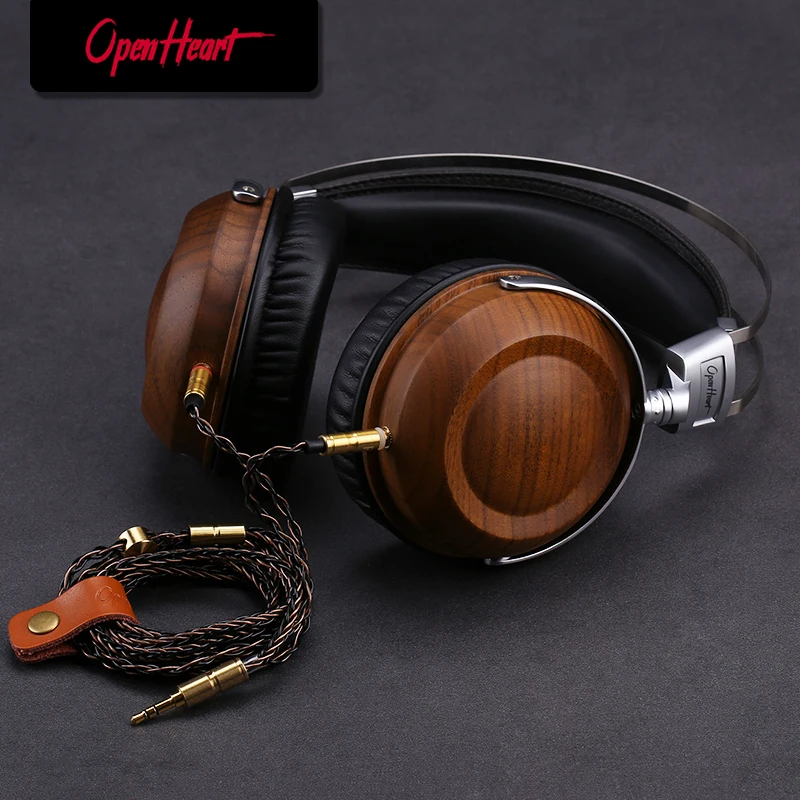 Накладные Hi-Fi наушники OPENHEART деревянные Проводные музыкальные с теплым звуком и