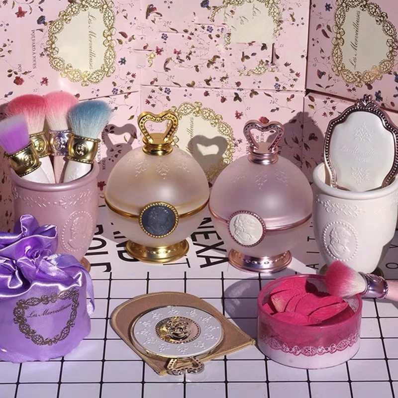 High Quality Crown Gold Makeup Face Cheek Powder Containers Pot Luxurious Brushes Holder Storage Container Beauty Tool | Дом и сад