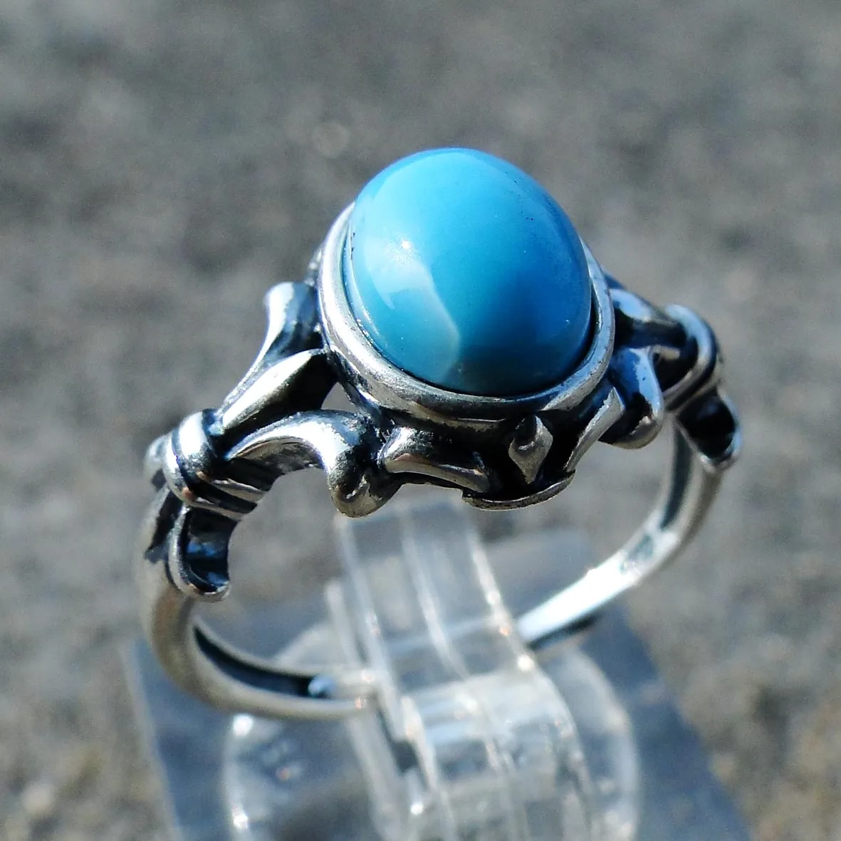 

925 пробы серебряные оптовые антикварные 6x8 мм овальной формы синие натуральные кольца Larimar для помолвки