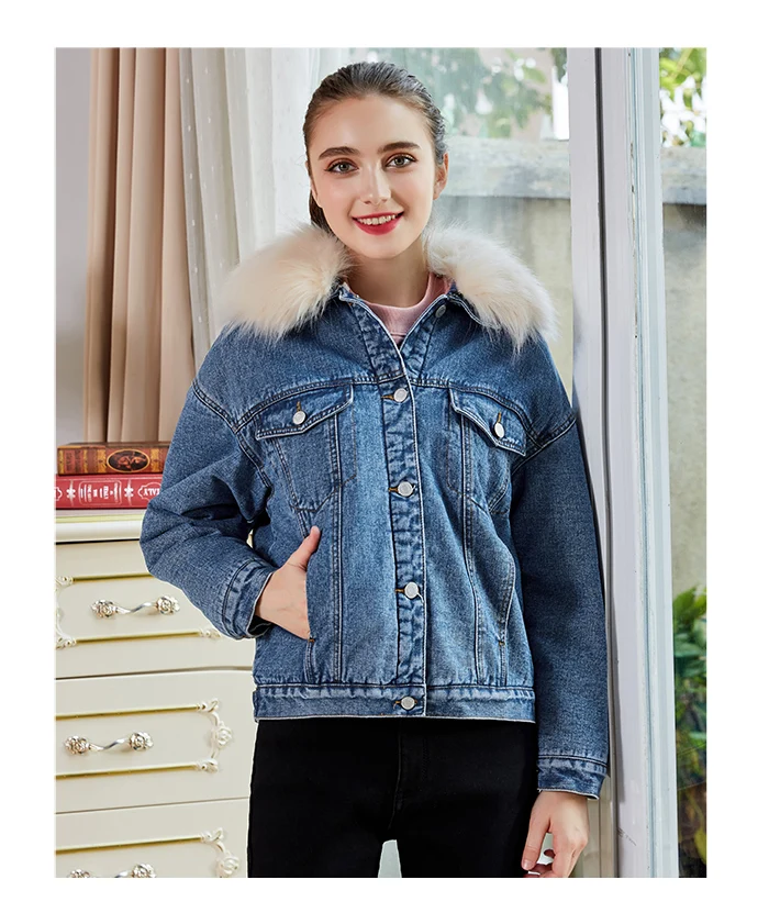 LEIJIJEANS, новинка, большой размер, плюс бархат, джинсовая одежда, модный большой меховой воротник, четыре цвета, классика, плюс бархат, женская джинсовая куртка