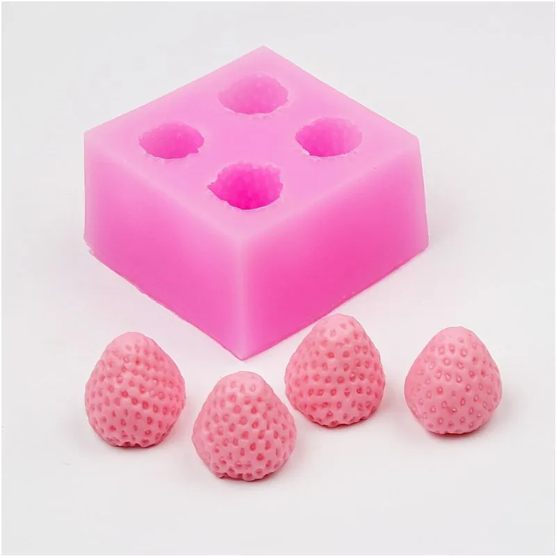 Silicon Candle Moulds 4pcs/lot Strawberry Silicone Mold Silica Gel