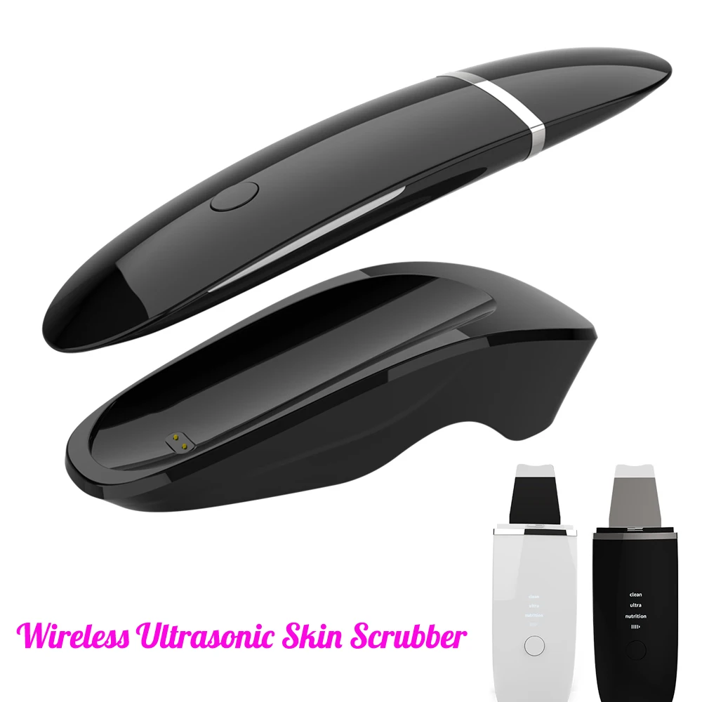  Wireless Charging Ultrasonic Skin Scrubber Deep Cleaning Machine Sonic Face Blackhead Removal Anti 