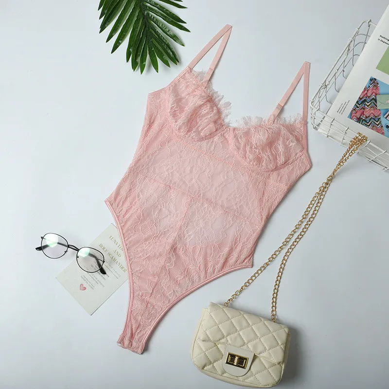 pink lace bodysuit women16