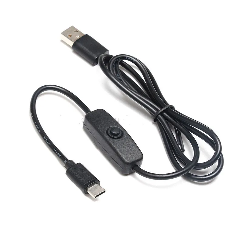 Кабель адаптер питания для Raspberry Pi 4 5 В 3 А USB кабель зарядки Type C с кнопкой вкл. ВЫКЛ.