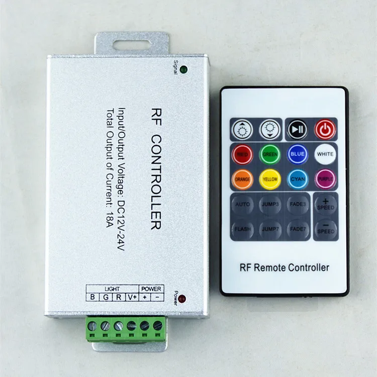 Светодиодный контроллер лампы RF беспроводной RF 20-Key дистанционное управление алюминиевый корпус RGB красочный свет ремень лампа регулятор мощности света