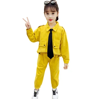 

Girls Clothes Set Solid Color Clothes For Girls Jacket + Pants Tracksuit For Girl Casual Style Children's Cargo Clothes