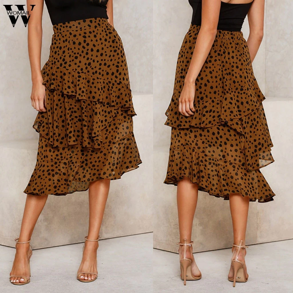 Womail юбка женская мода Леопардовый принт, сексуальный оборки юбка осень высокая талия Повседневная Вечеринка многослойная юбка праздник 828