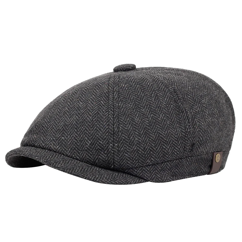 Casual Hat Beret Hat Newsboy Cap Newsboy Hat Woolen Beret Wool Caps Male Plus Size Ivy Hat Big Head Man Autumn and Winter 58cm 60cm Two sizes