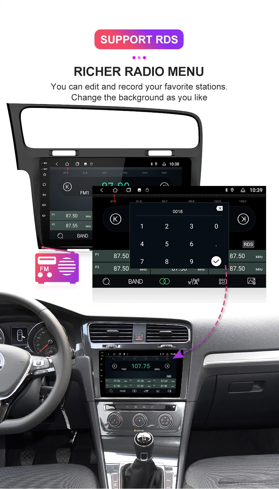 Isudar 1 Din Авто Радио Android 9 для VW/Volkswagen/Golf 7 Автомобильный мультимедийный видео gps Восьмиядерный ОЗУ 2 Гб ПЗУ 32 Гб Камера USB DVR FM