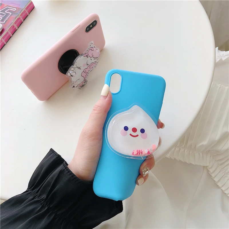 3D Quicksand Phone Holder Case For Samsung Galaxy A50 A30 A40 A20 A10 A70 A60 A80 A7 A8s Cute Stand Soft Back Cover