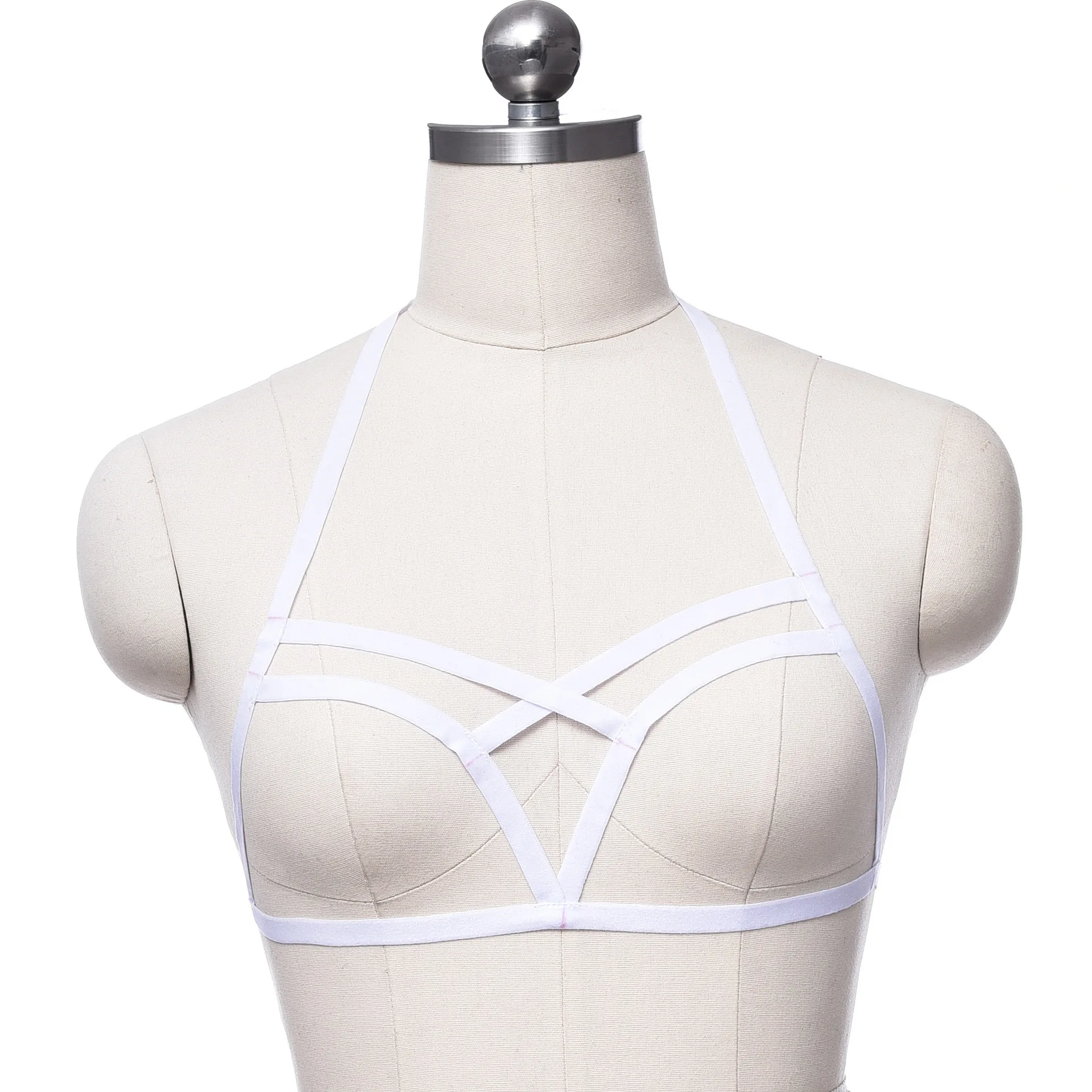 Erotic Sm Product Women Halter Bondage Sexy Lingerie Open Cup Bra Sexy Accessories Harness Strappy Top High Elastic Sex Clothes