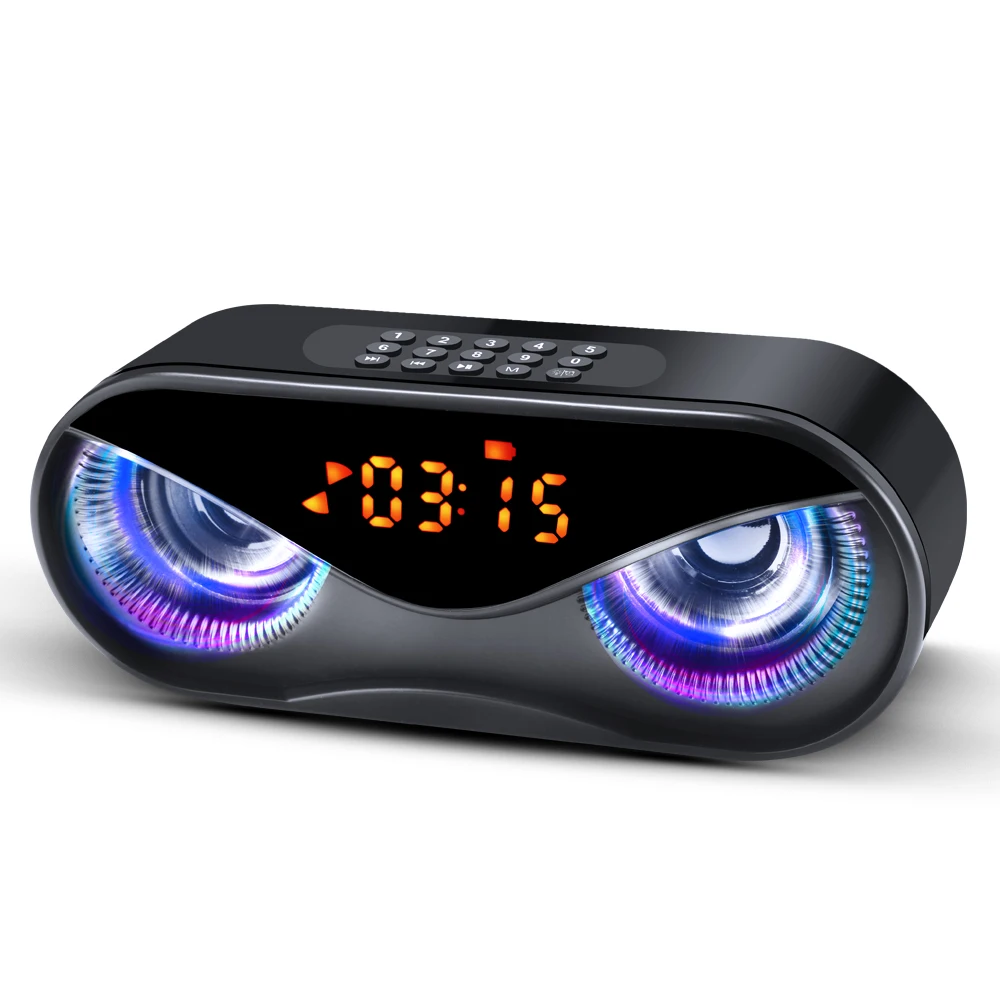 M6 Speakers Cool Owl Design  LED Flash Wireless Portable Bluetooth Speaker Support Select Songs By Number With FM Alarm Clock