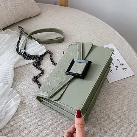 Green Женские сумки через плечо из искусственной кожи на цепочке,, сумка через плечо, фирменный дизайн, женские сумочки для мобильных телефонов и путешествий - Цвет: Green