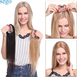 SEGO 6x9 Real Human Hair Toppers for Women Silk Base Clip in Crown Topper 110% Density Top Hair Pieces Light Small Haipieces