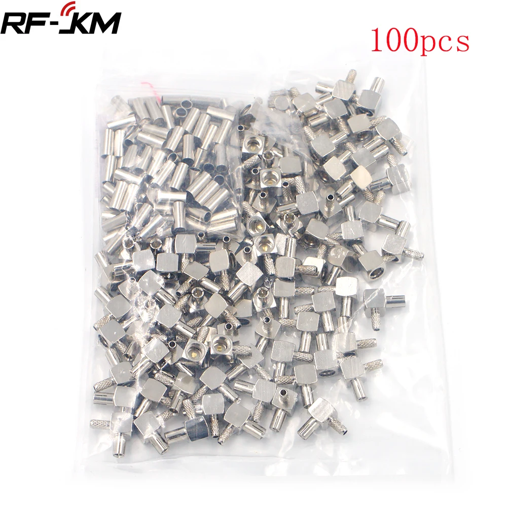 

100pcs TS9 Male Plug RF Connector Right Angle 90 Degree Crimp Coaxial Adapter For RG174 RG179 RG178 RG316 LMR100 Cable