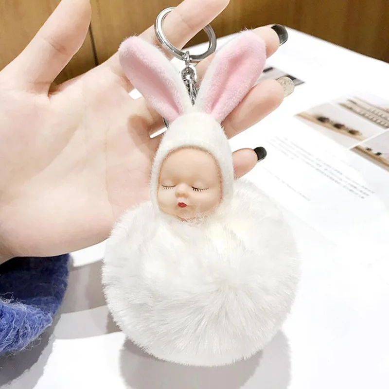 white 30 шт./лот, плюшевые куклы для брелков с милыми заячьими ушками, брелок для сна, креативный подарок, модные украшения для девочек, украшение для сумки - Цвет: white