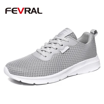 

FEVRAL Fashion Outdoor Men White Sneakers High Quality Brand Casual Breathable Shoes Mesh Soft Jogging Tennis Mens Shoes Summer