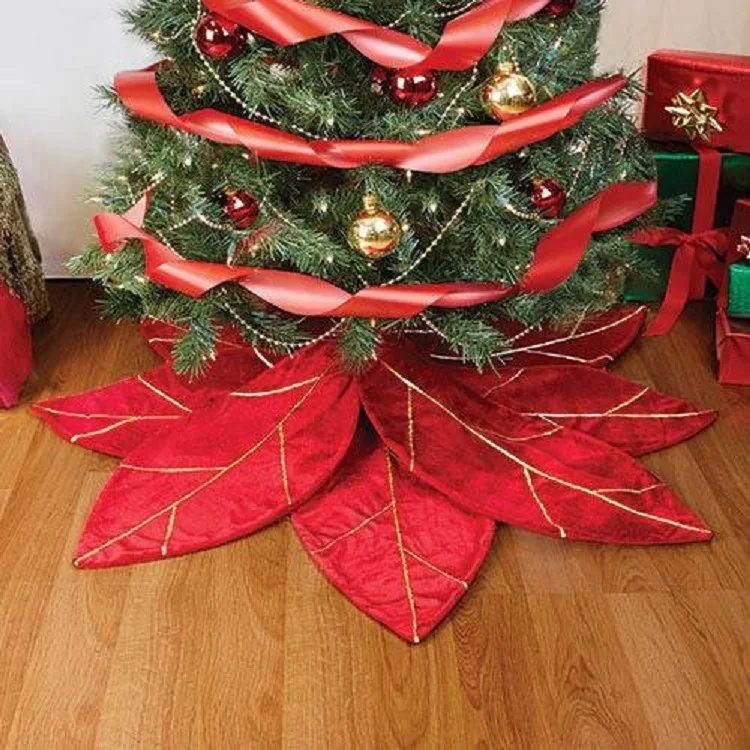 

2019 Christmas Tree Skirt Tree Mat Leaves Shape Christmas Tree Skirt New Christmas Decoration For Home New Year Xmas Decor