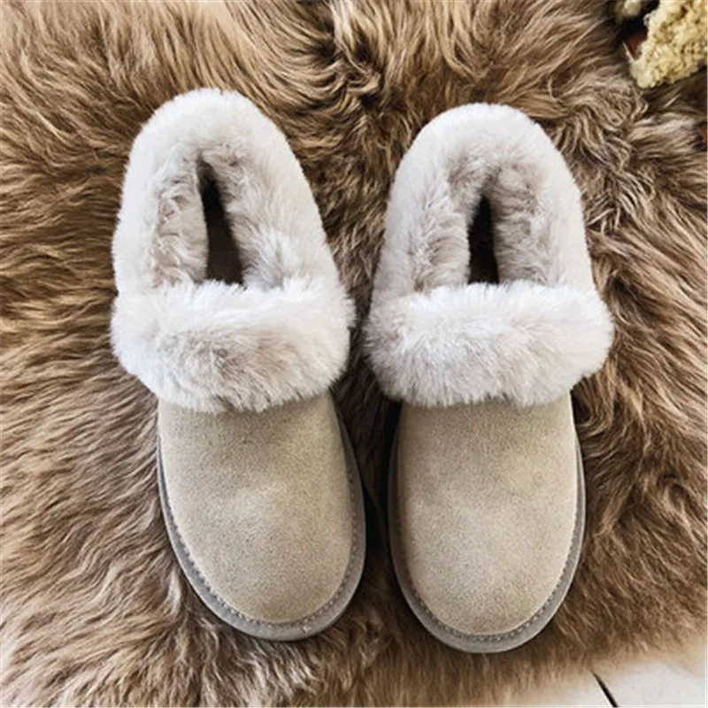 Botas mujer; женская обувь; зимние ботинки с круглым носком; Женские однотонные повседневные теплые зимние ботинки; chaussures femme - Цвет: as pic