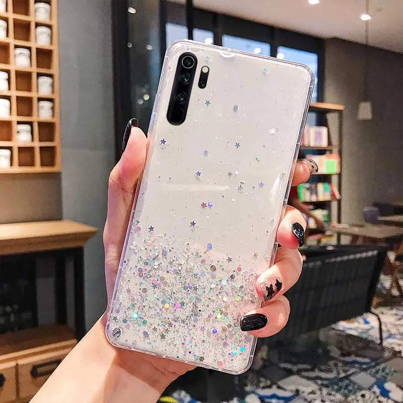 Transparent Мягкий силиконовый чехол сверкающий с блестками для Xiaomi mi CC9 E mi 9T mi 8 SE Lite mi 9 6 6X A2 A3 Red mi K20 Note 7 8 Pro прозрачный чехол - Цвет: Transparent