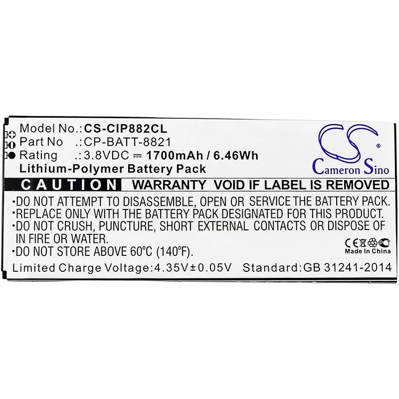 Cameron sino 1700 мА/ч, Батарея для Cisco 8821 CP-8821-EX-K9-BUN CP-8821-K9-BUN беспроводной ip-телефон 8821,74-102376-01, CP-BATT-8821