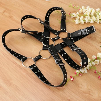 

Gothic Mens Faux Leather Rivet Cross Body Cage Chest Strap Harness Fancy Dress Gay Bar Costumes Belt