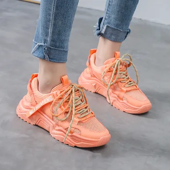 

Women Shoes 2020 Summer New Fashion Casual High Quality Women's Sneakers Women's Vulcanize Shoes Comfortable Thick Bottom Mesh