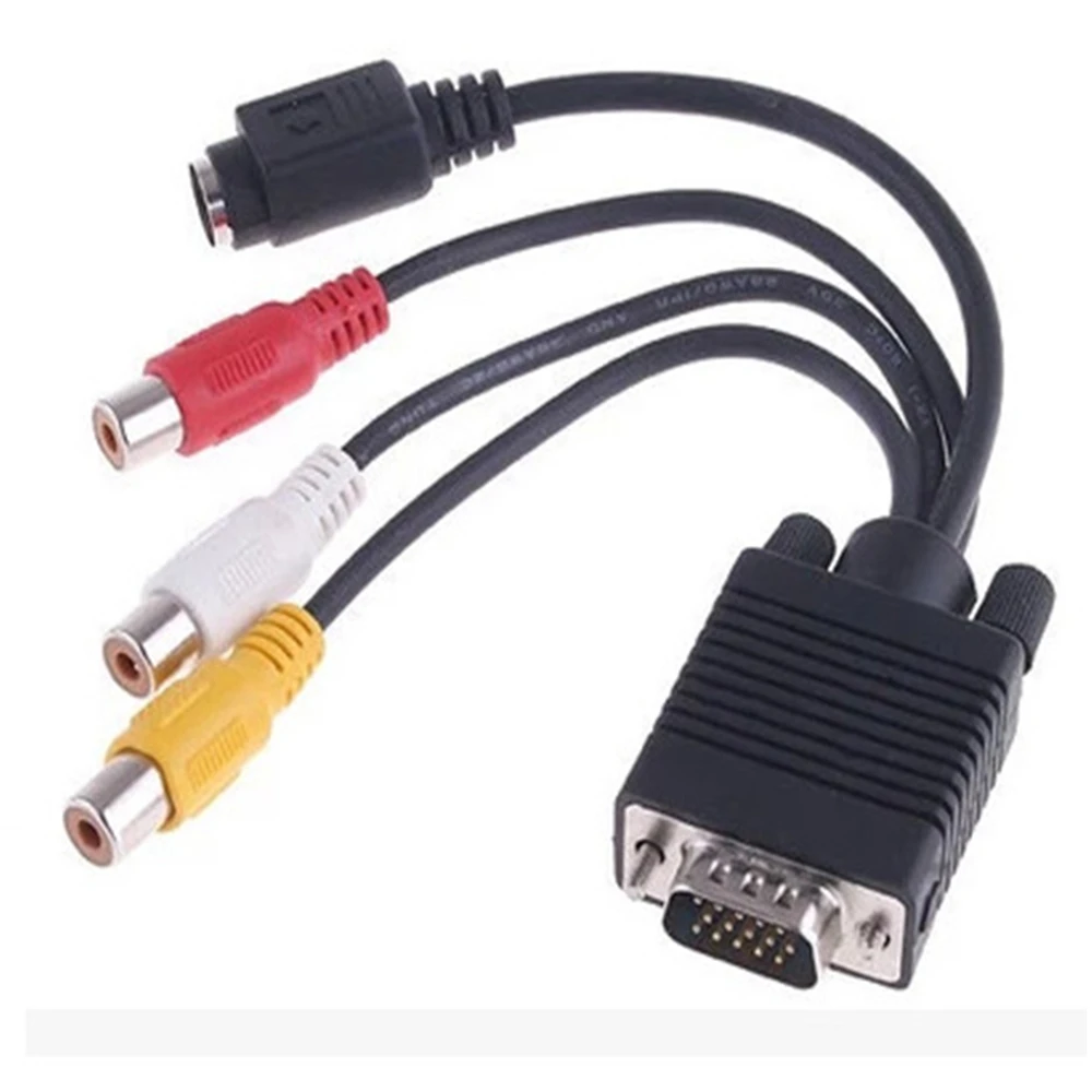 VGA штекер S-Video 3 RCA Женский AV разъемы композитный ТВ-выход видео конвертер компьютерный кабель для монитора ЖК-телевизор проектор