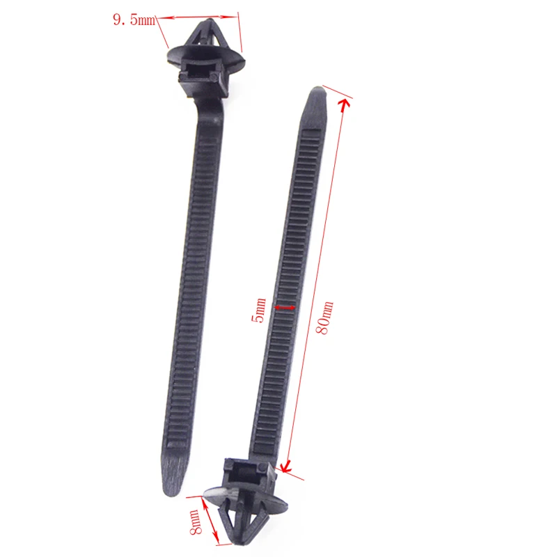 20Pcs Car Cable Fastening Ties Zip Nylon Black Car Auto Cable Strap Push Mount Wire Tie Retainer Clip Clamp Q26 92x5mm