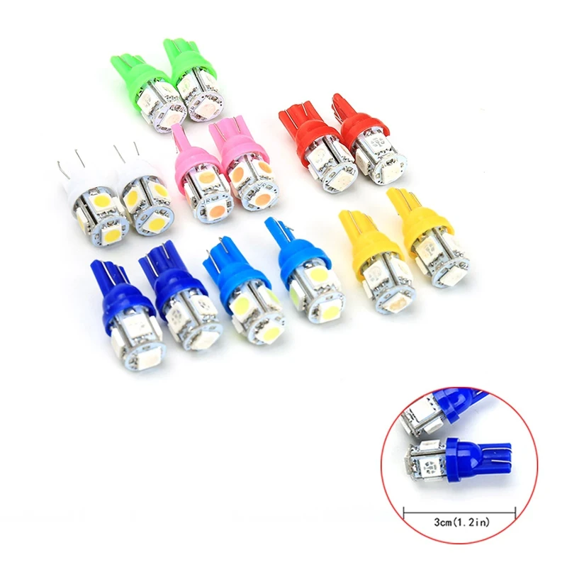 

10 Pcs T10 5 SMD LED Car Light Bulb W5W/147/152/158/159 Car Indicator Signal Clearence Lights Tail Lamp Bulbs Replacement Parts