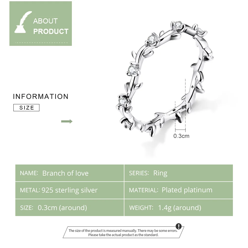 Стекируемые кольца с листьями BISAER, лидер продаж, 925 Пробы Кольца с листьями серебряного дерева для женщин, роскошные серебряные ювелирные изделия ECR625