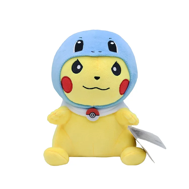 22 см Poke Pikachu с накидкой Косплей Charmander Squirtle Bulbasaur Psyduck Мягкая Плюшевая Кукла ИГРУШКА Catcher кукла детский подарок TFA3280