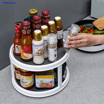 

2 3 Layer 360° Rotating Turnable Table Spice Tray Seasoning Bottle Rack Jar Holder Bottle Storage