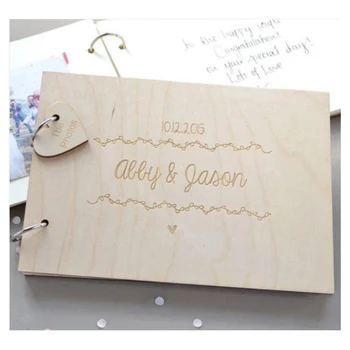 

Customized wooden wedding guest book guest signature book souvenir banquet party sign in guest book