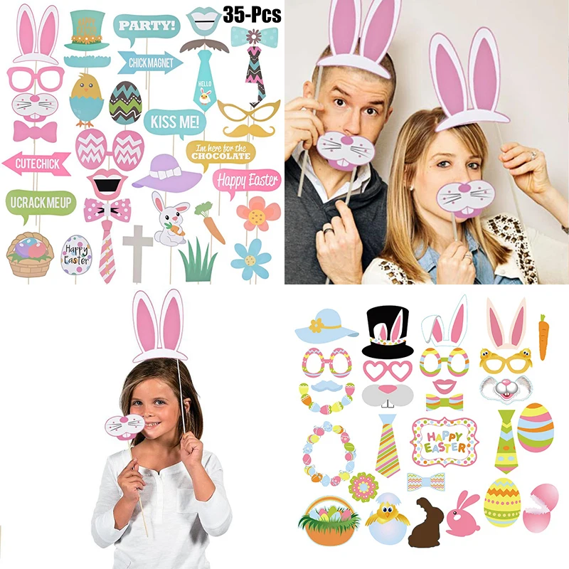 Cute Photo Booth Props Easter Decorations Photobooth Props Baby Shower Easter Party Decor Rabbit Photo Props Festival Supplies
