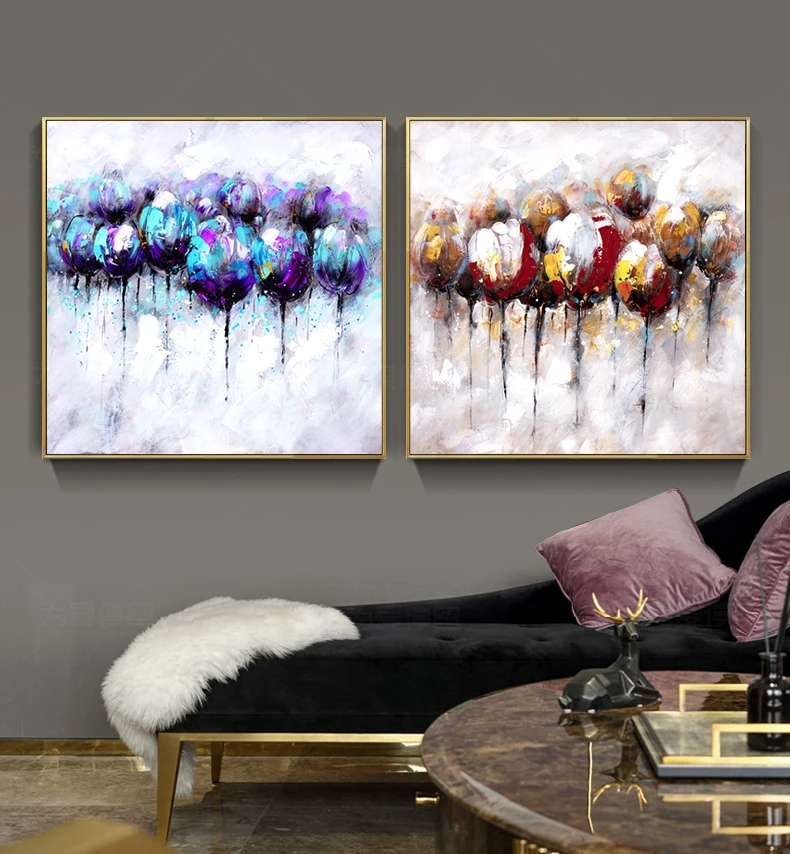 Абстрактный нож фиолетовые цветы картина маслом на холсте поп арт Пейзаж