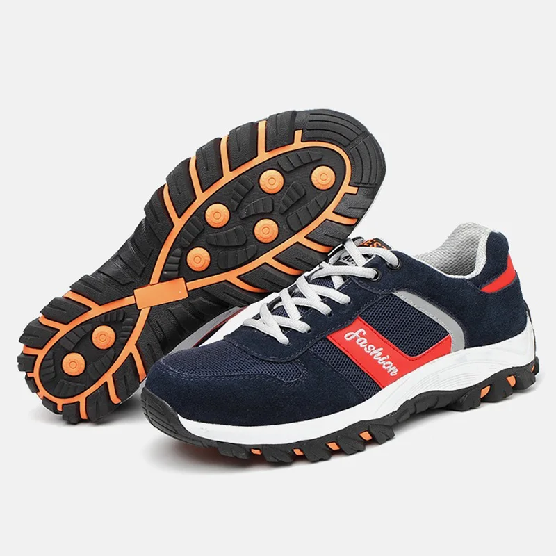 New Men Outdoor Steel Toe Work Safety Shoes fashion breathable lace-up Anti-smashing Construction Protective Sneaker Boots
