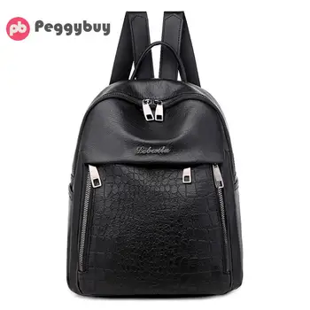 

Crocodile Splicing Color Women Backpack Fashion PU Leather Shoulder School Book Bag College Student Travel Casual Rucksack