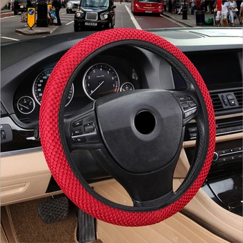 

LEEPEE Handmade Breathability Fit For Most Cars Durable Car Steering Wheel Cover Skidproof Car Styling 4 Clolors Sandwich Fabric