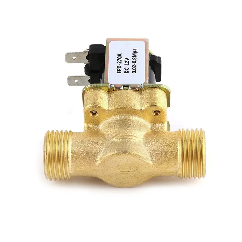 Copper Hot Water Normally Closed Inlet Valve 4 Points DC12V Solar Water Heater Solenoid Coil Solenoid Valve