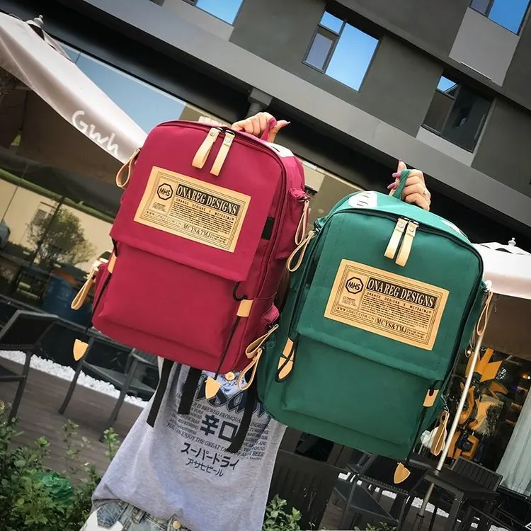 

2020 New Style School Bag Large Capacity Men And Women Couples Backpack Nylon Solid Color Outdoor Travel Bag