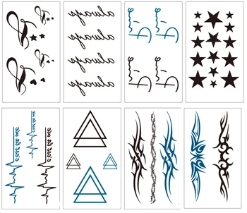 

8pc Temporary Tatoo Fake Tattoo Sticker Waterproof Tatto Star Letter Totem Triangle Tattoos Stickers Tatouage For Women Girl Men