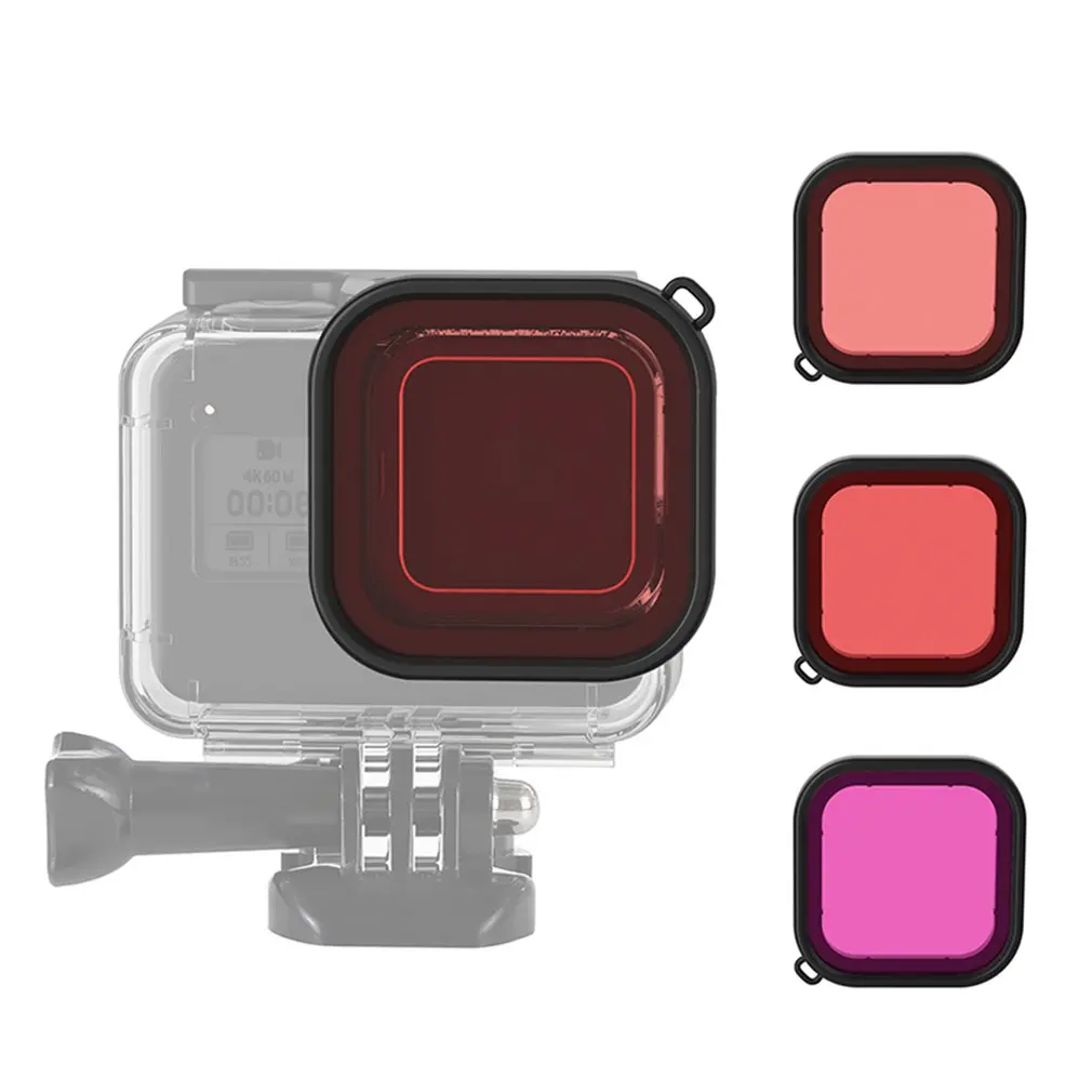 Подходит для Gopro Hero8 черный тонированный фильтр для дайвинга квадратный корпус Дайвинг цветной фильтр для объектива для Puluz