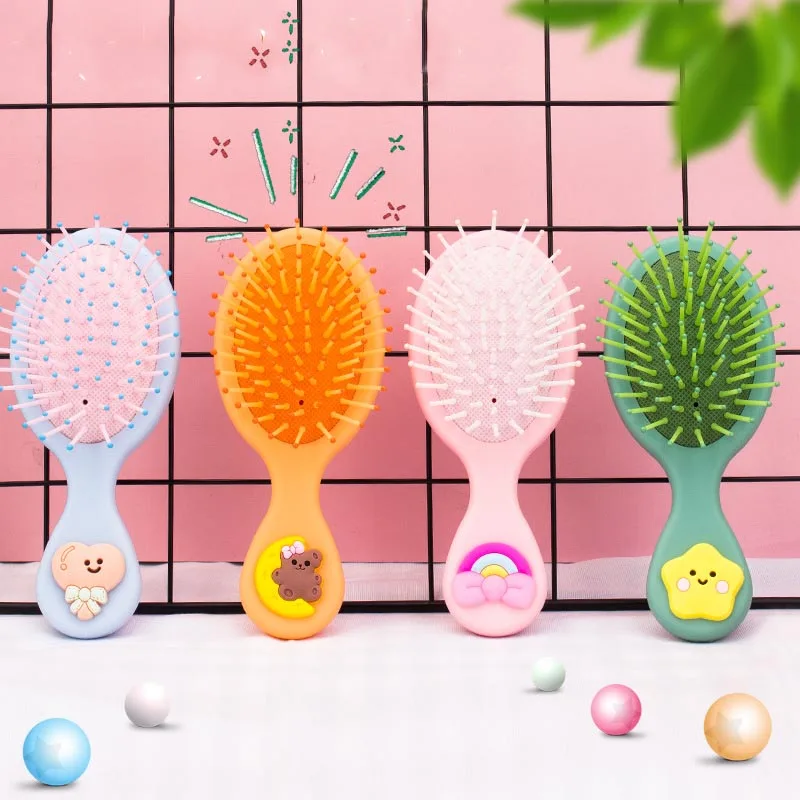 New Girl Cute Portable Mini Folding Massage Hair Comb Airbag Round Travel Hair Brush With Mirror Anti-static Hair Accessories