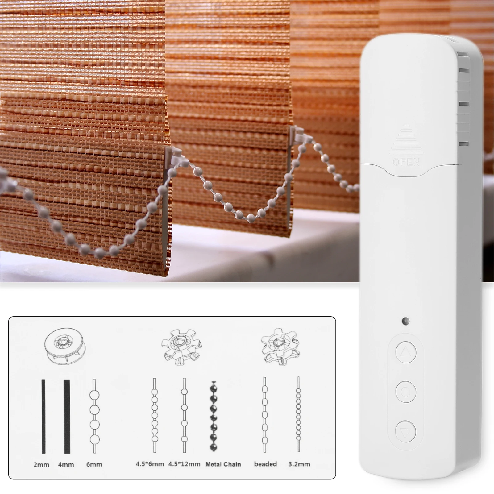 Tuya-Motor de cortina con cuentas para teléfono móvil, dispositivo eléctrico inteligente con WiFi, Control por voz, silencioso