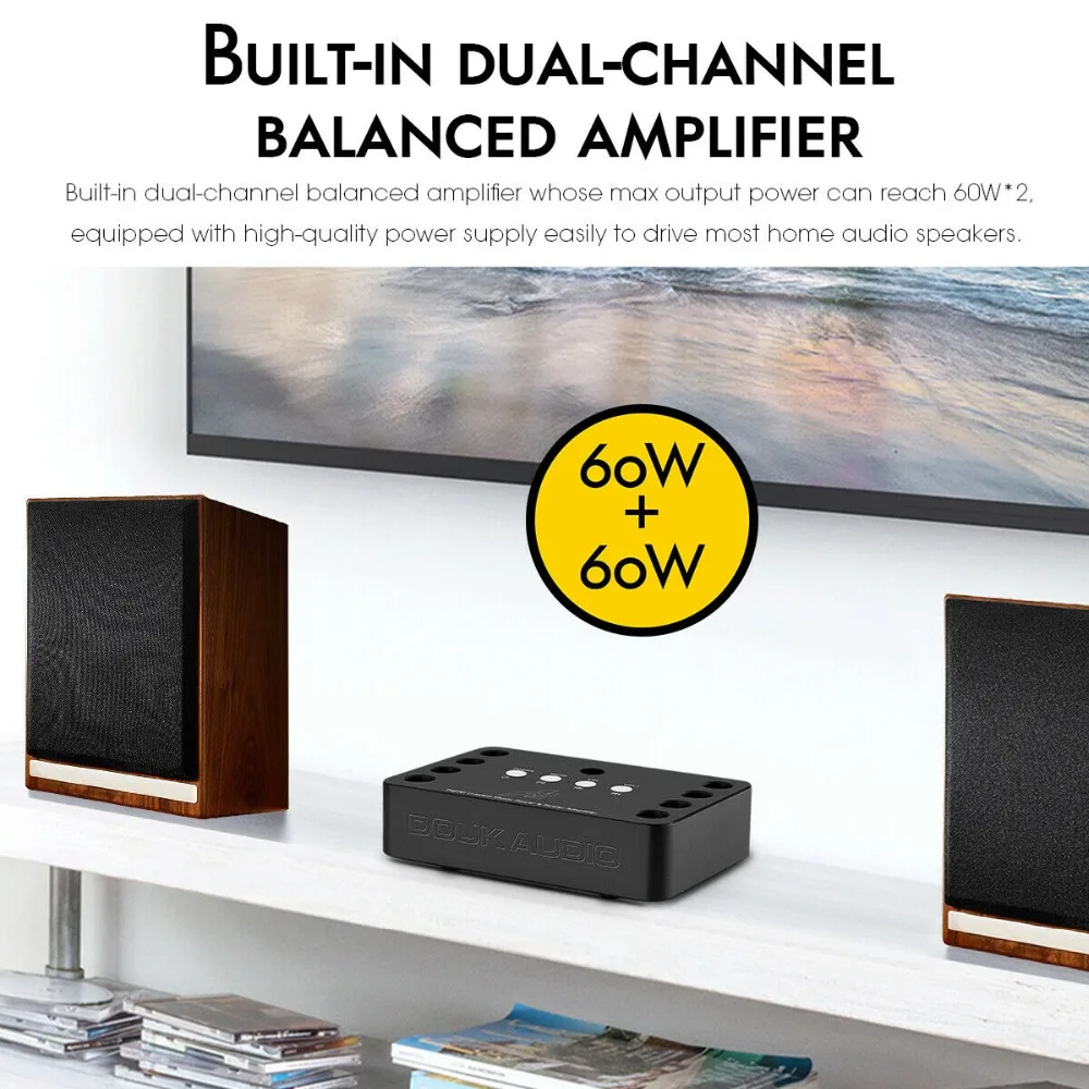 Douk аудио мини Bluetooth 5,0 усилитель мощности HiFi стерео аналоговый встроенный усилитель USB без потерь Музыкальный плеер 60 Вт* 2